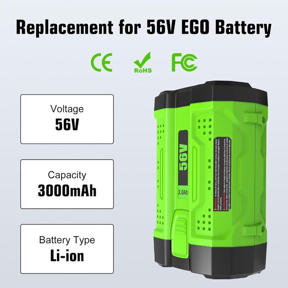 2Pack 3.0Ah Replacement Battery for EGO 56V Battery BA2800T BA4200 BA1400 56-Vol - Picture 2 of 7